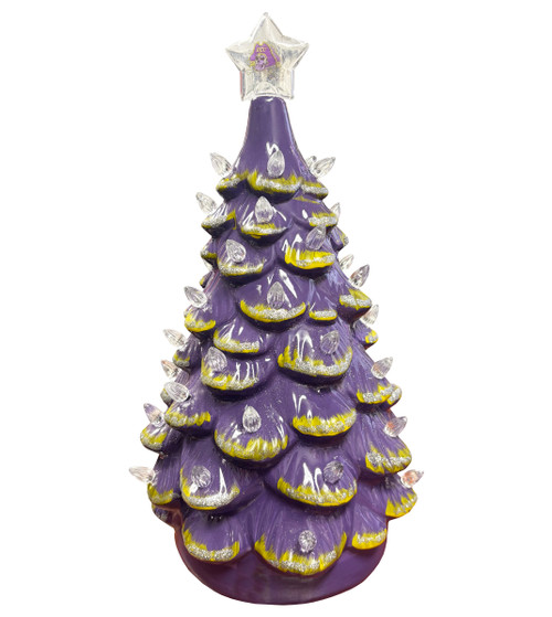 14 Inch Ceramic Purple and Gold Jolly Roger Tree