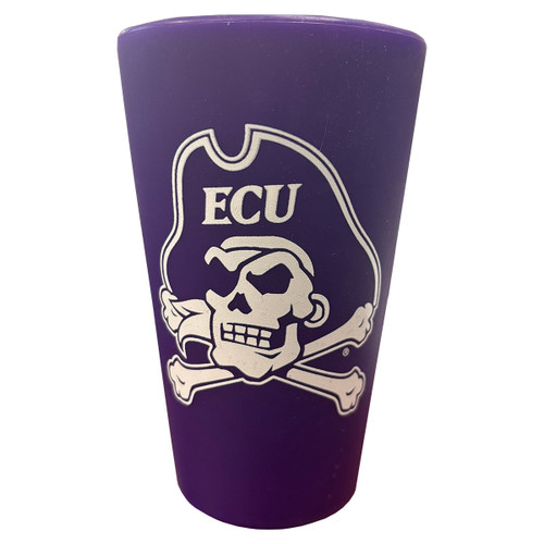 Purple 16 Oz. Silicone Pint Glass with White Jolly Roger