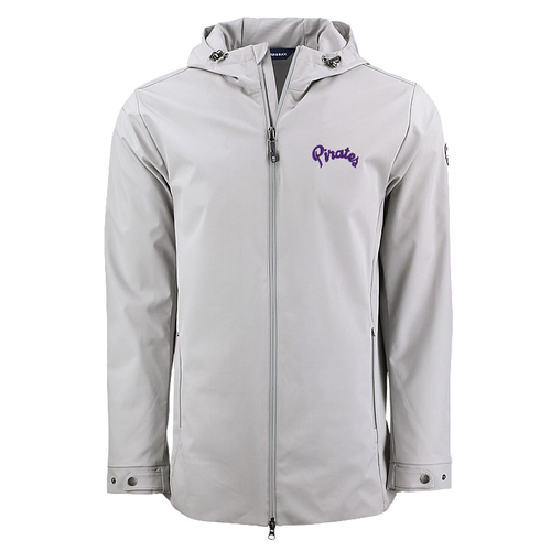 Grey Cutter & Buck Camano Everyday Stretch Recycled Mens Water Resistant Pirates Script Jacket
