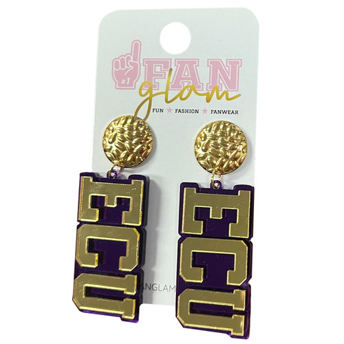 Purple and Gold ECU Hammered Earrings