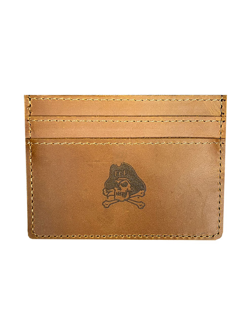 Brown Leather Jolly Roger Credit Card Wallet