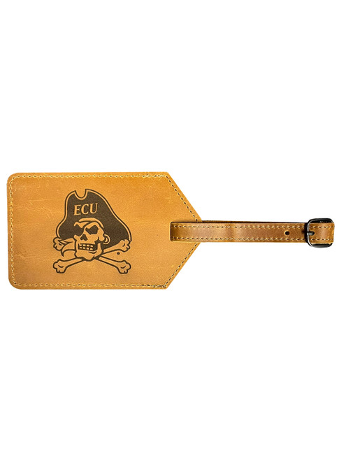 Brown Leather Jolly Roger Luggage Tag