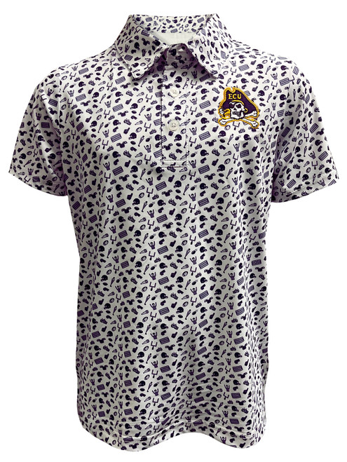 Youth Purple and White Football "Tailgate" Polo