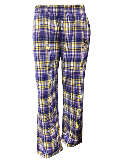 Ladies Purple and Gold Plaid East Carolina Pajama Pant