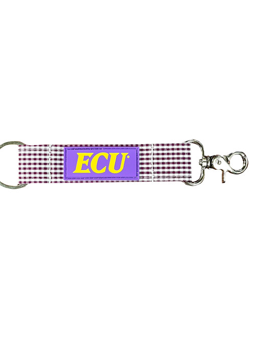 Purple and White Gingham ECU Keystrap