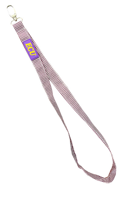 Purple and White Gingham ECU Lanyard