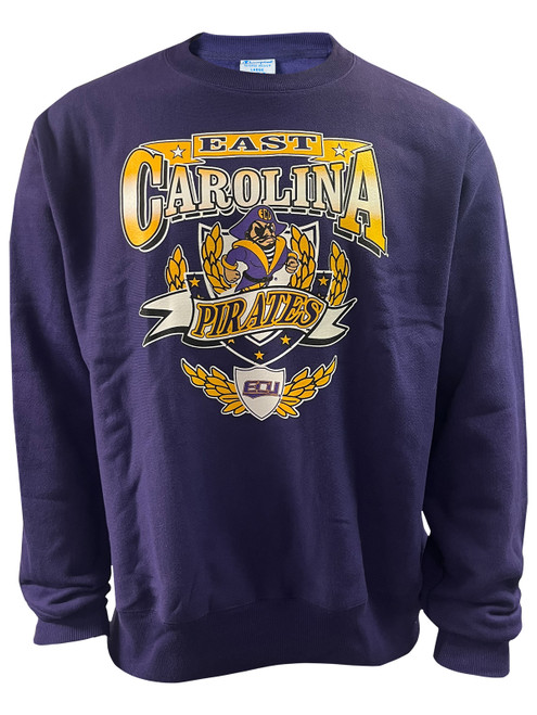 Purple Champion Retro East Carolina Pirates Reverse Weave™ Crew