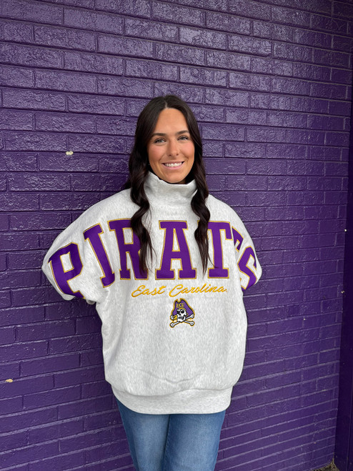 Ladies Gray Large Pirates Mockneck