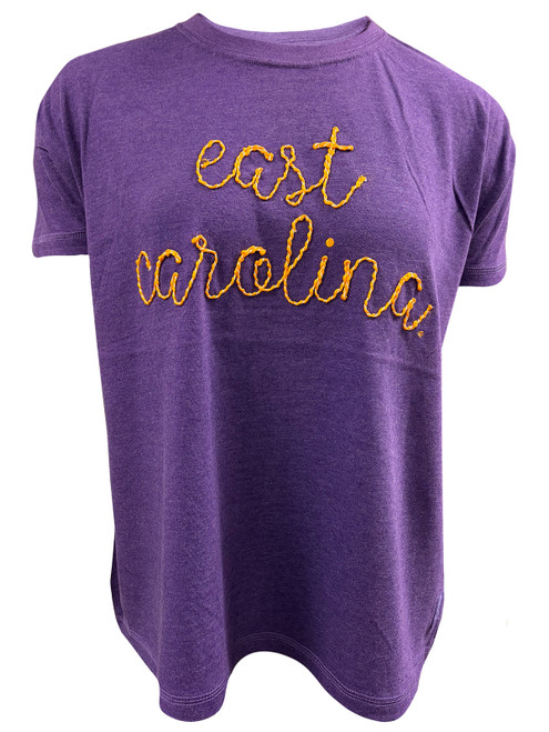 Ladies Purple East Carolina Yarn Tee