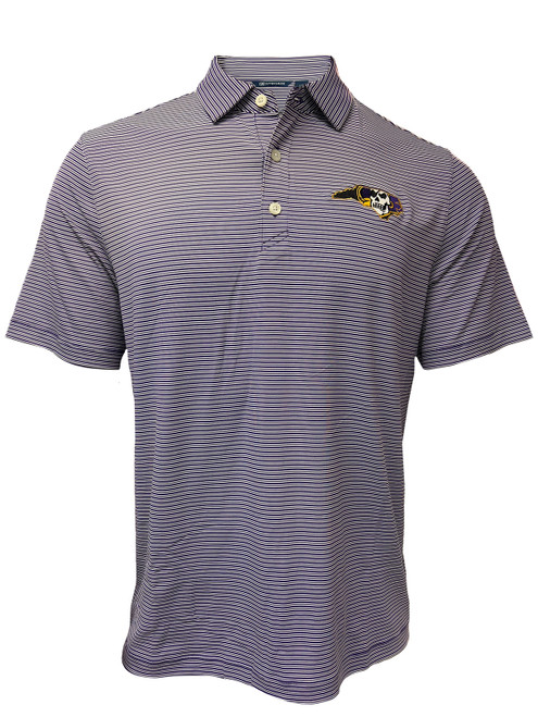 Cutter & Buck Purple and White Striped Pirate State of Mind Polo