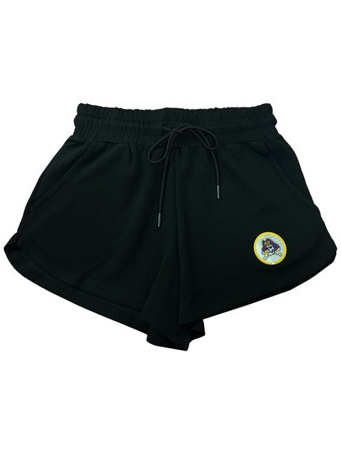 Ladies Black Jolly Roger Patch Shorts