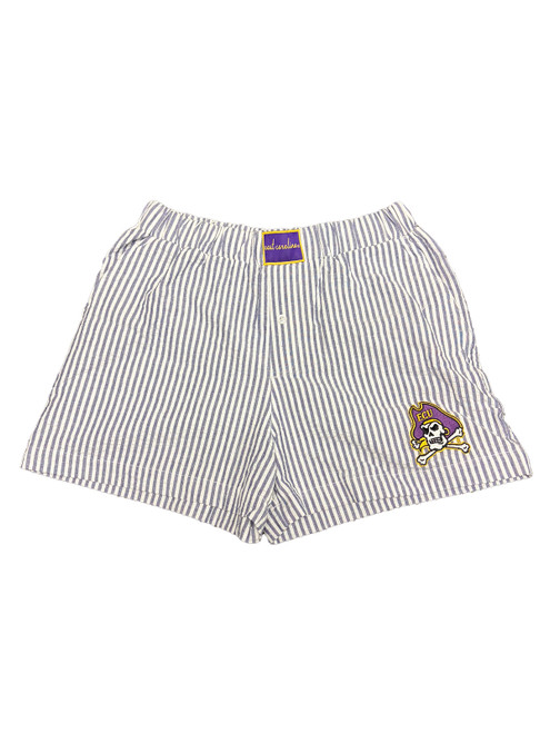 Ladies Purple and White Striped East Carolina Label Shorts
