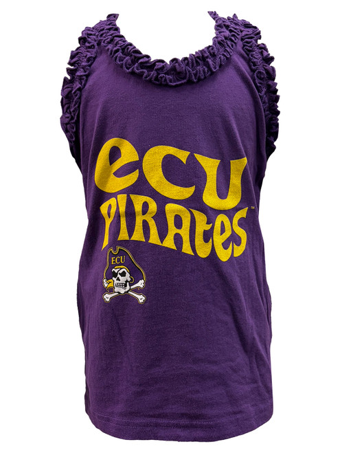 Junior Purple Wavy ECU Pirates Ruffle Tank