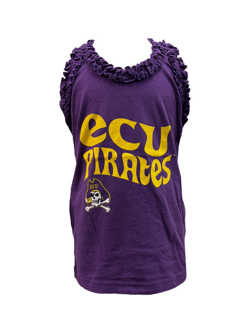 Toddler Purple Wavy ECU Pirates Ruffle Tank