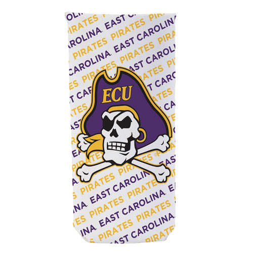 Purple and Gold Jolly Roger and Repeated East Carolina Pirates Foam Koozie