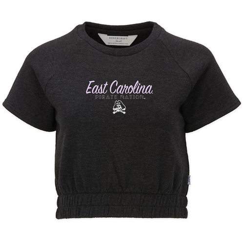 Ladies Black East Carolina Pirate Nation Scrunch Tee