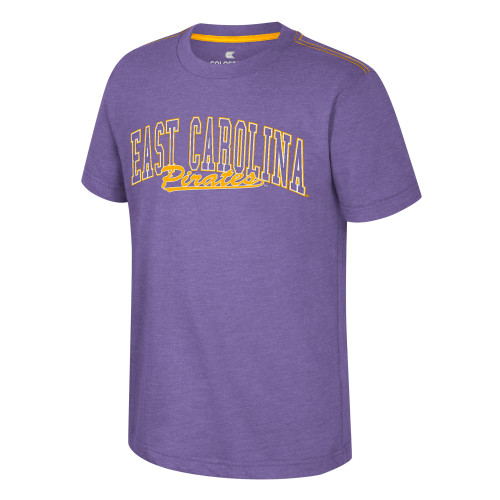 Youth Purple East Carolina Pirates Script Tee