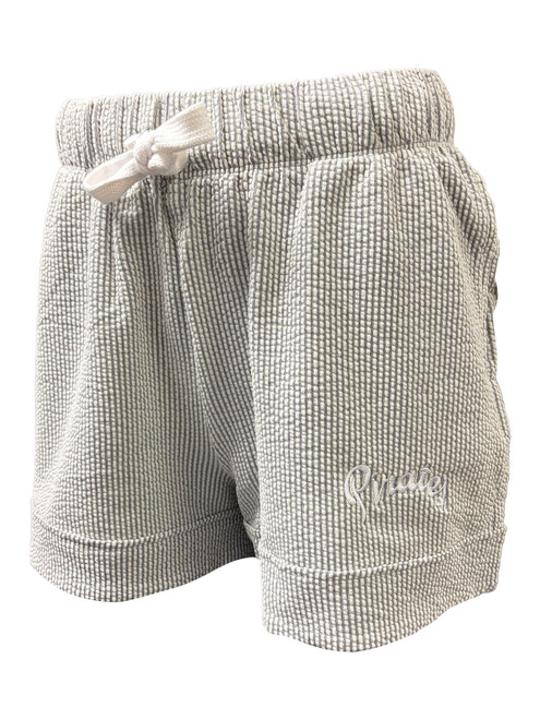 Ladies Gray Pirates Script Seersucker Shorts