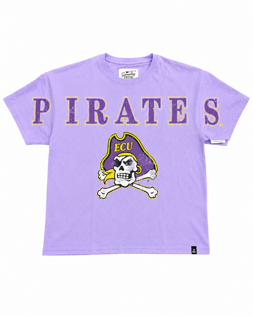 Ladies Lavender Oversized Pirates & Jolly Roger Tee