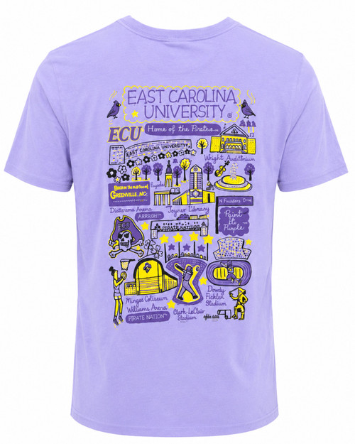 Ladies Lavender ECU Landmarks Art Tee