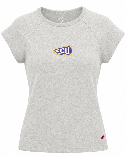 Ladies Gray ECU Megaphone Babydoll Tee