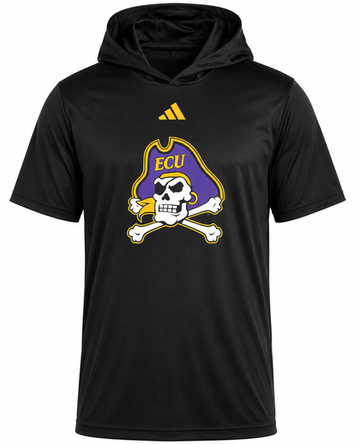 Adidas Black Jolly Roger Lightweight Short-Sleeve Hoodie