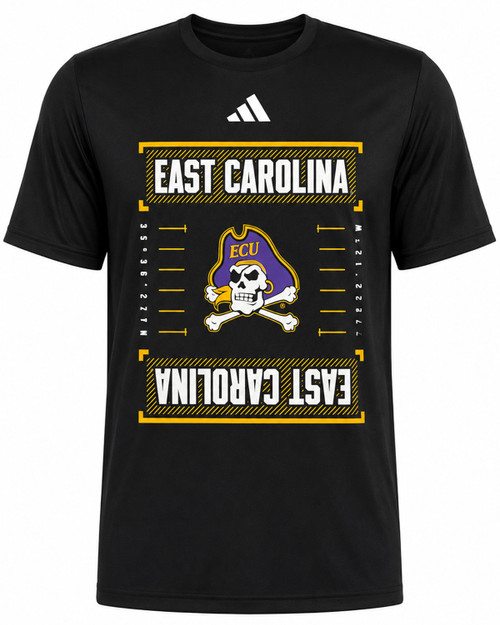 Adidas Black East Carolina Field Hash Cords Tee