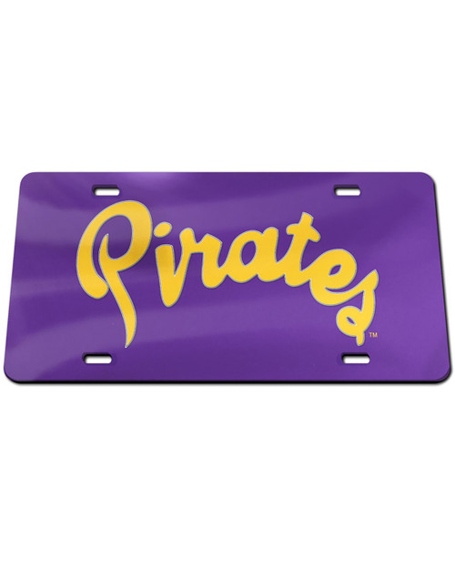 Purple & Gold Pirates Script License Plate