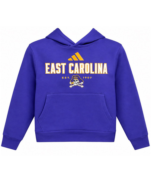 Youth Adidas East Carolina Jolly Roger Est. 1907 Purple Hoodie