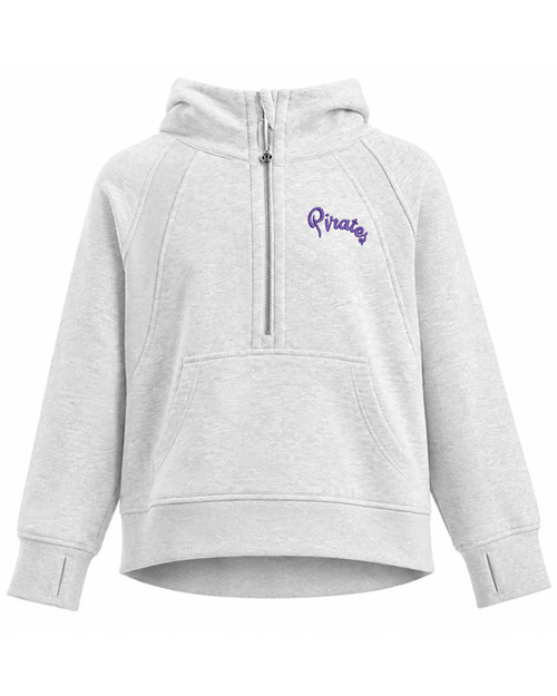 Lululemon Ladies Gray Pirates Script Scuba Oversized Half-Zip Hoodie