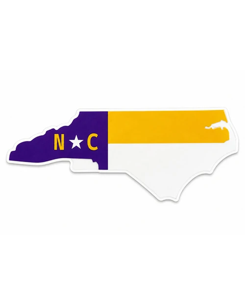 Purple & Gold North Carolina Flag Outline Magnet 3x4"