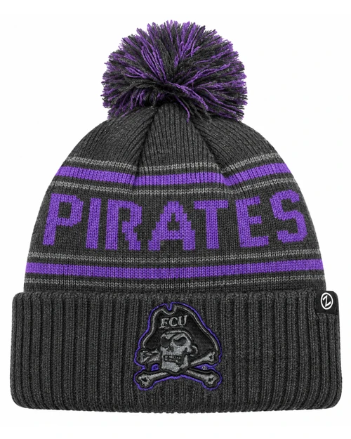 Zephyr Purple Pirates Jolly Roger Black Knit Beanie