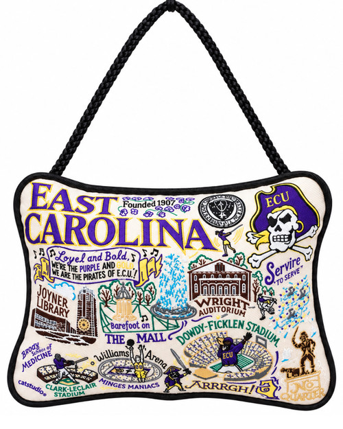 Catstudio Mini Embroidered East Carolina Pirates Icons Pillow Ornament