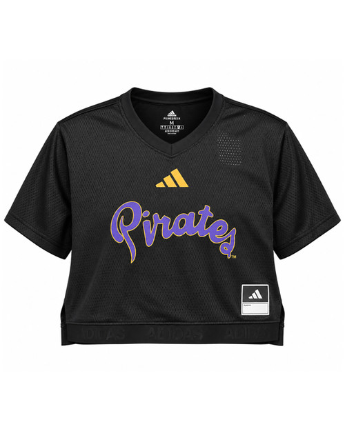 Ladies Adidas Aero-Ready Pirates Script Black Crop Jersey