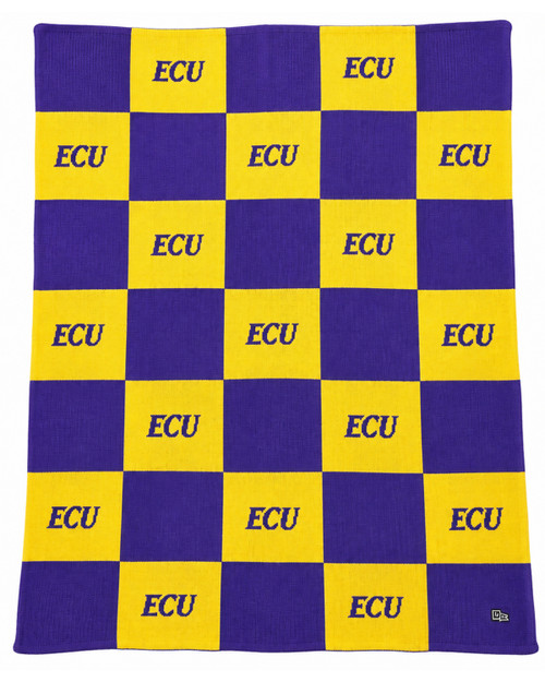 Hype and Vice Gold and Purple Checkered ECU First Class Intarsia Blanket