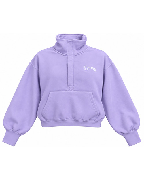 Ladies ZooZats Pirates Script Button-Up Lavender Cropped Pullover