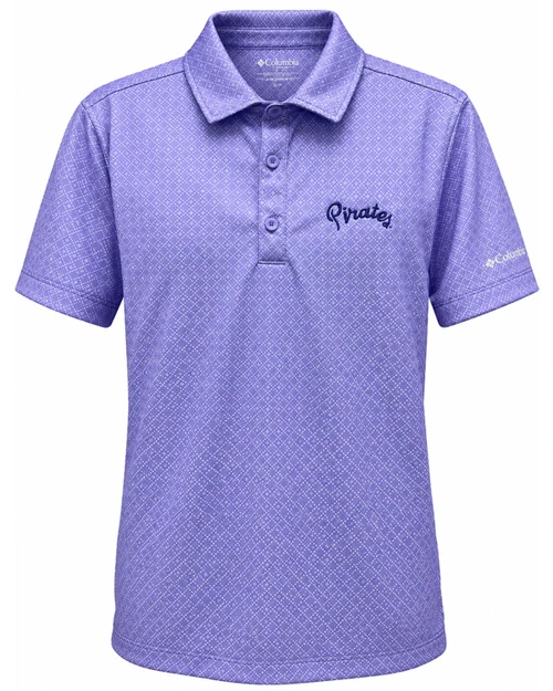 Columbia Purple Pirate Script Frosted Purple Dusk Diamond Golf Polo