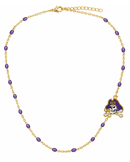 Color Shout  Off-Centered Jolly Roger Purple and Gold Chain Necklace