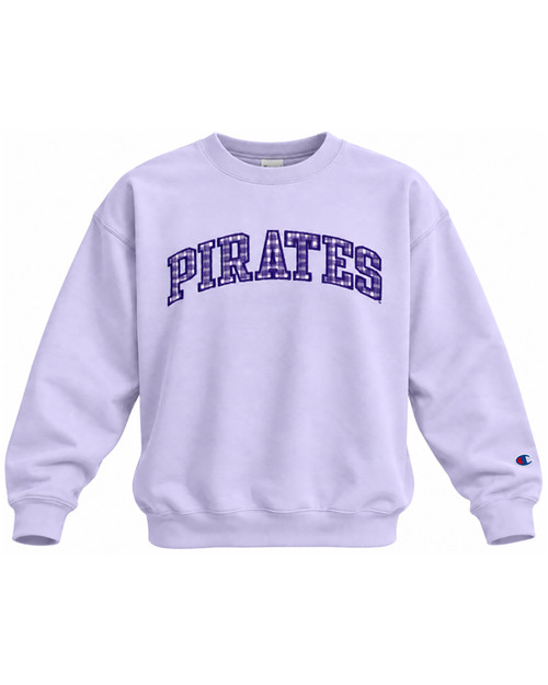 Ladies Champion Gingham Pirates Lavender Crewneck