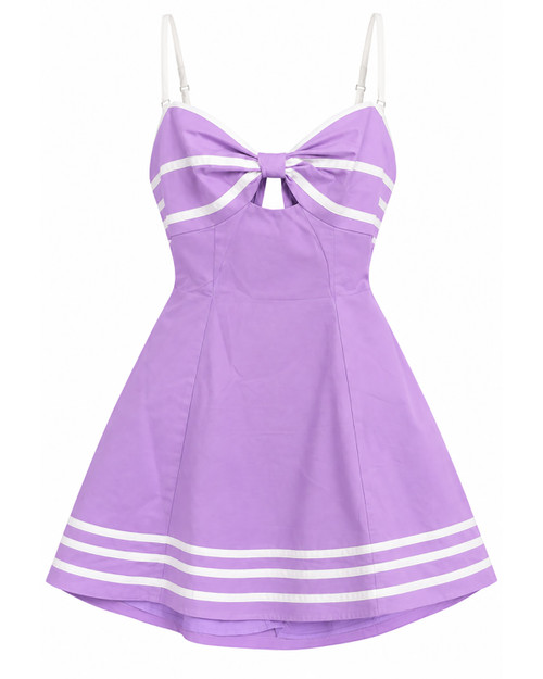 Ladies Baby Pink Cut-Out Bow Back Lavender Mini Dress