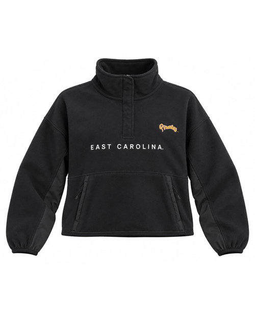 Ladies Under Armour East Carolina Pirates Script CGI Microfleece Snap Black Pullover