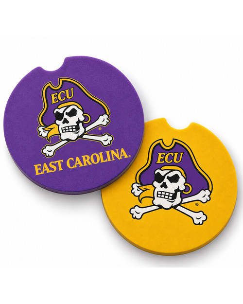 Evergreen Jolly Roger Purple and Gold 2 Pack Car Coasters