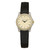 Stainless & Black Leather Gold Face ECU Ladies Wristwatch