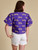 Ladies Purple and Gold Pirates Tie Top