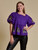 Ladies Purple Sequin Jolly Roger Peplum Top