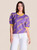 Ladies Purple & Gold Pirates Script All Over Puff Sleeve Sweater Tee