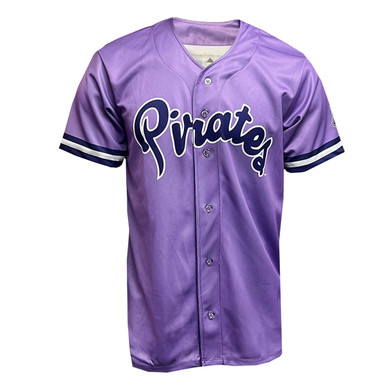 Powder Purple Pirates Script Baseball Jersey - University Book