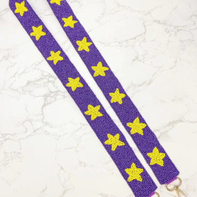 PUR YLW STAR BEADED PURSE STRAP