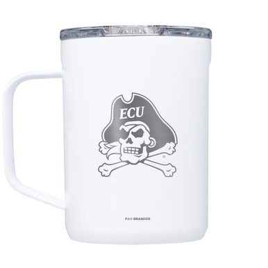 White 20 oz Tumbler w/ Jolly Roger and Handle - University Book Exchange