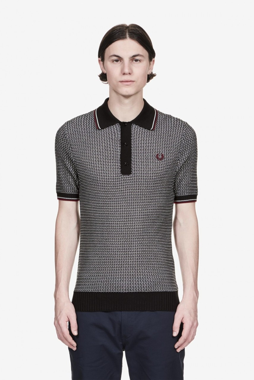 Twisted Textured Knit Shirt - Maroon / Ice / White - The Third
